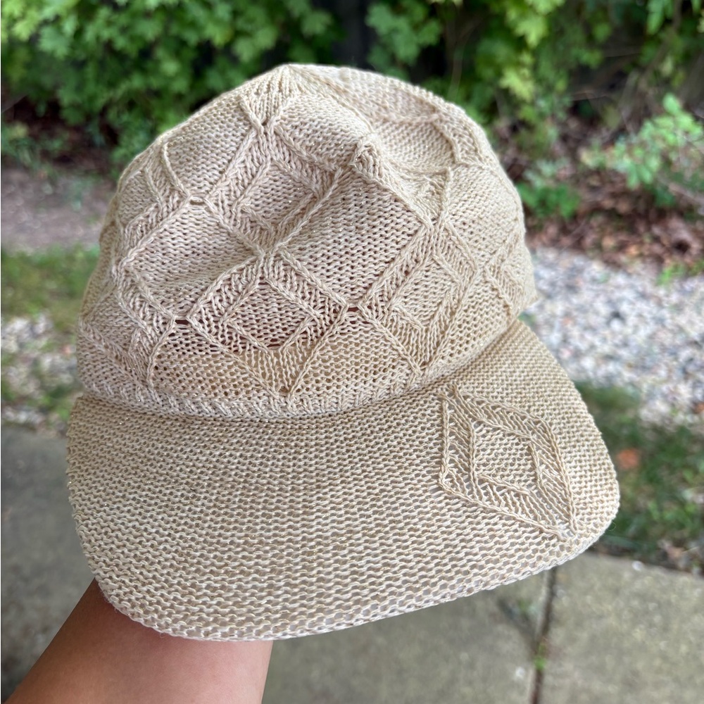 BOHEMIAN CROCHETED BEIGE BASEBALL CAP